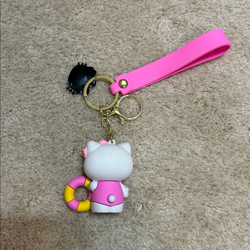 Hello Kitty Pool Floatie Keychain Charm Sanrio Accessory for Bag or Keys New
